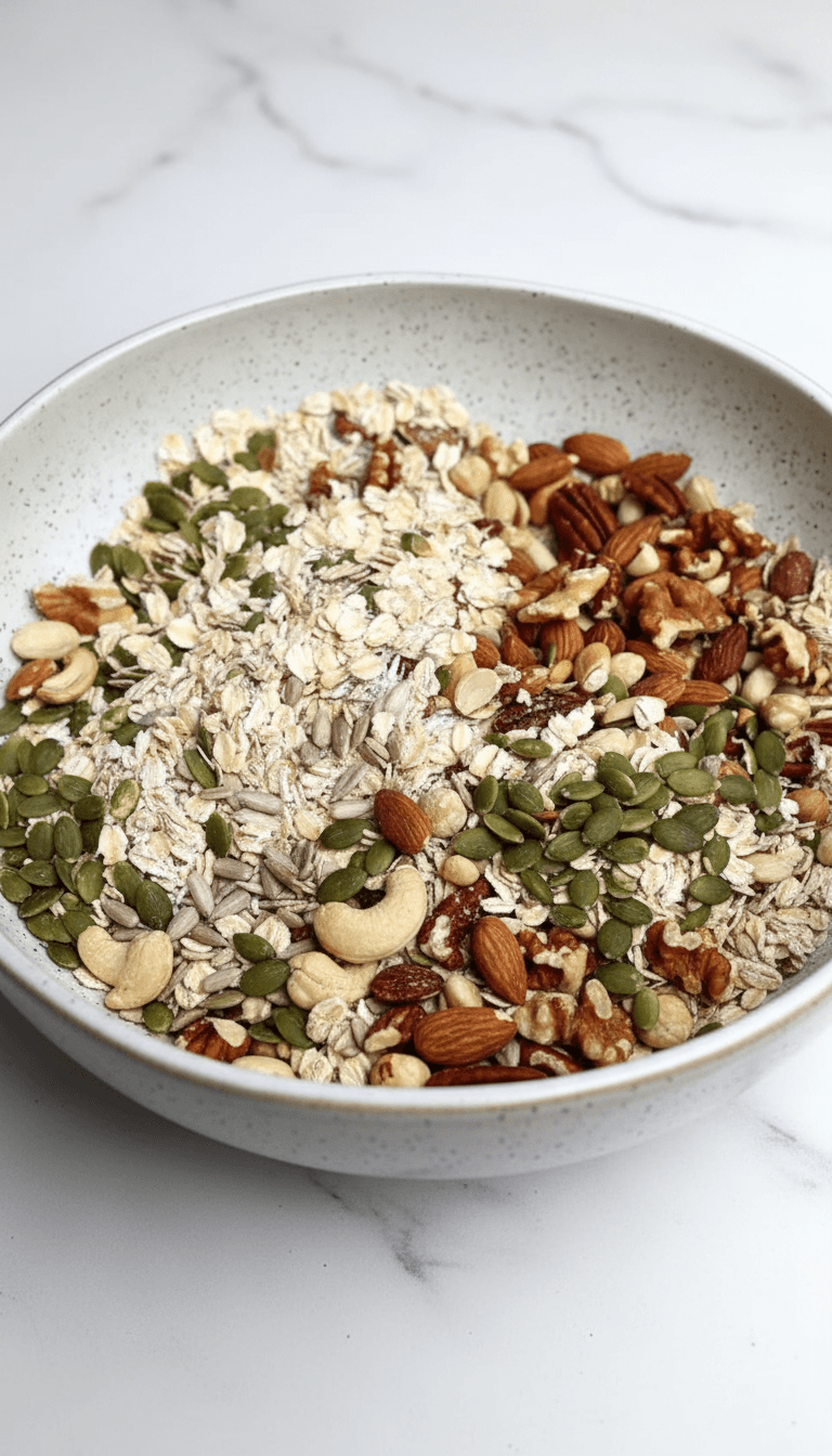 Homemade granola with nuts and seeds